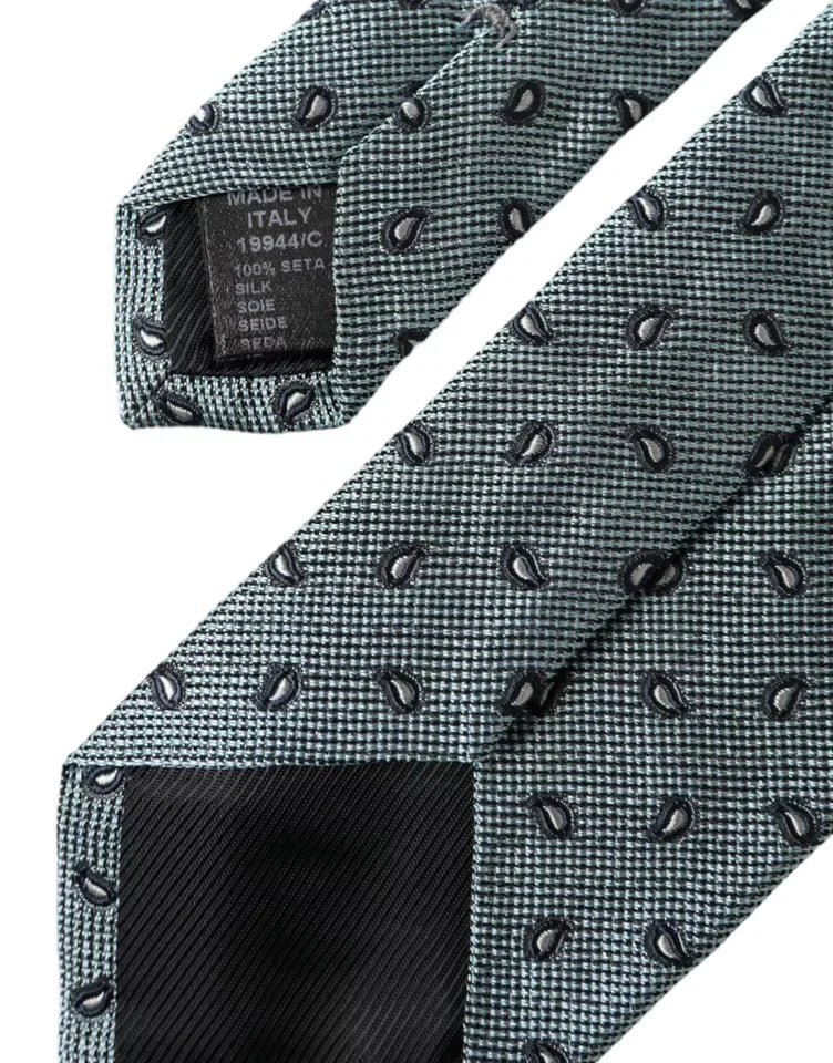 Dolce & Gabbana Green 100% Silk Patterned Adjustable Men Tie - Neckties