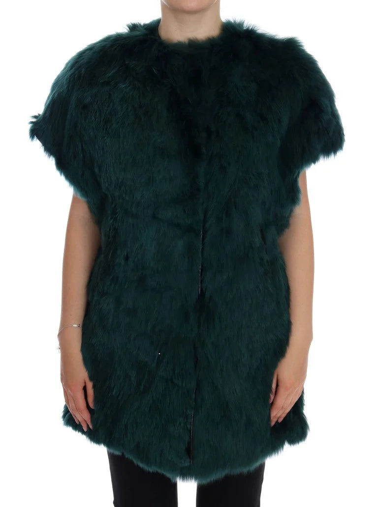Dolce & Gabbana Green Alpaca Fur Vest Sleeveless Jacket - Vests