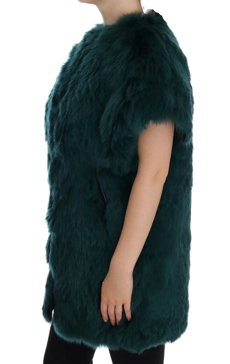 Dolce & Gabbana Green Alpaca Fur Vest Sleeveless Jacket - Vests