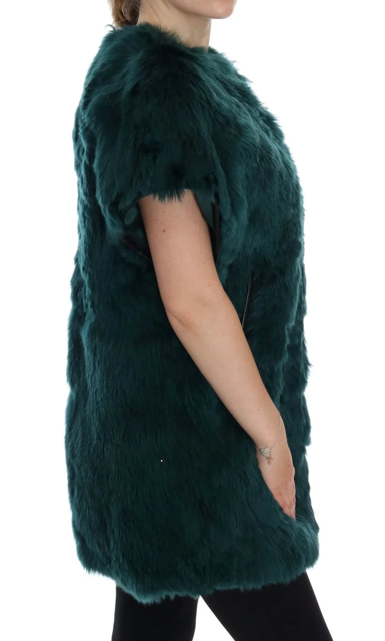 Dolce & Gabbana Green Alpaca Fur Vest Sleeveless Jacket - Vests