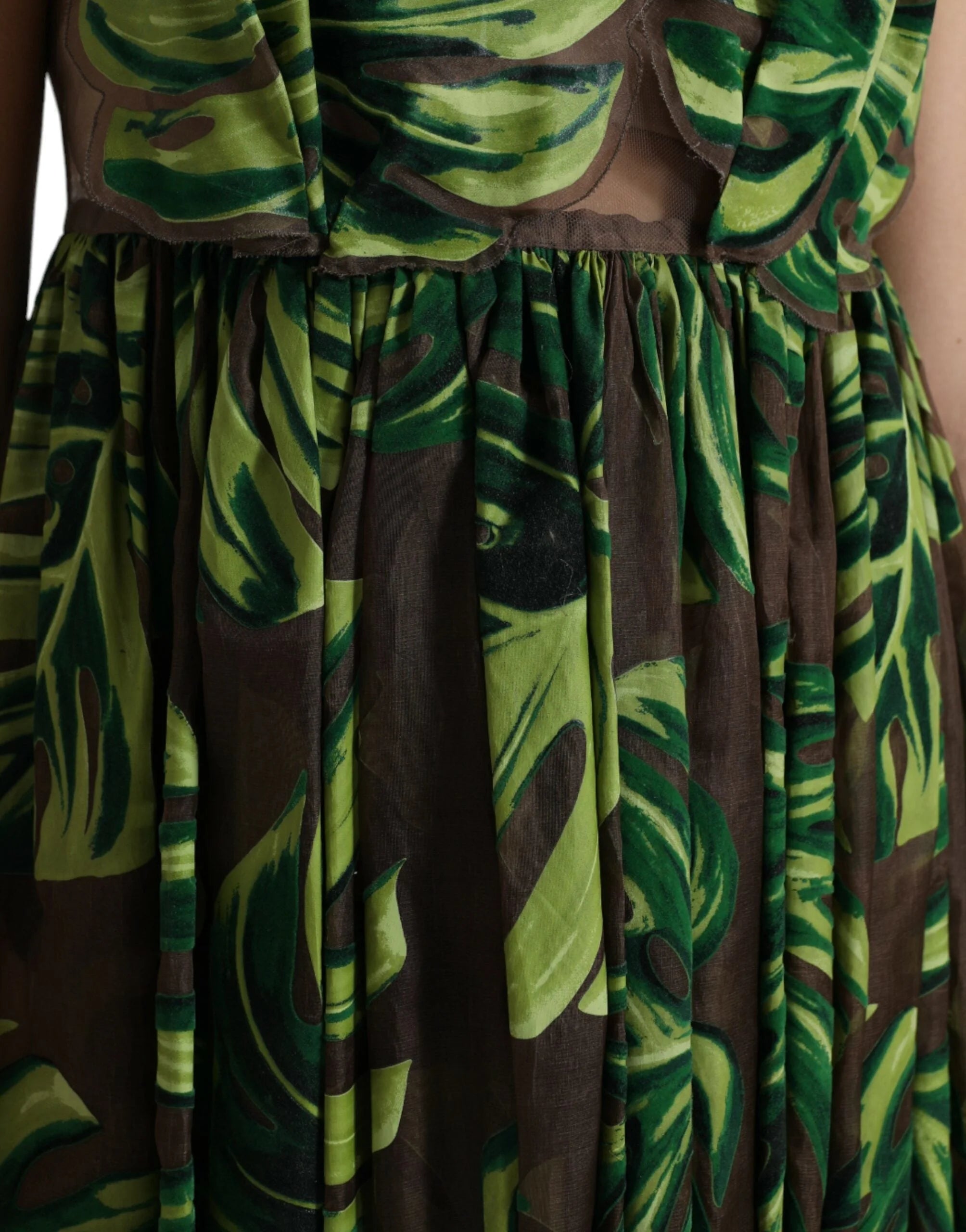 Dolce & Gabbana Green Banana Leaf Sleeveless Long Maxi Dress - IT40|S - Dresses
