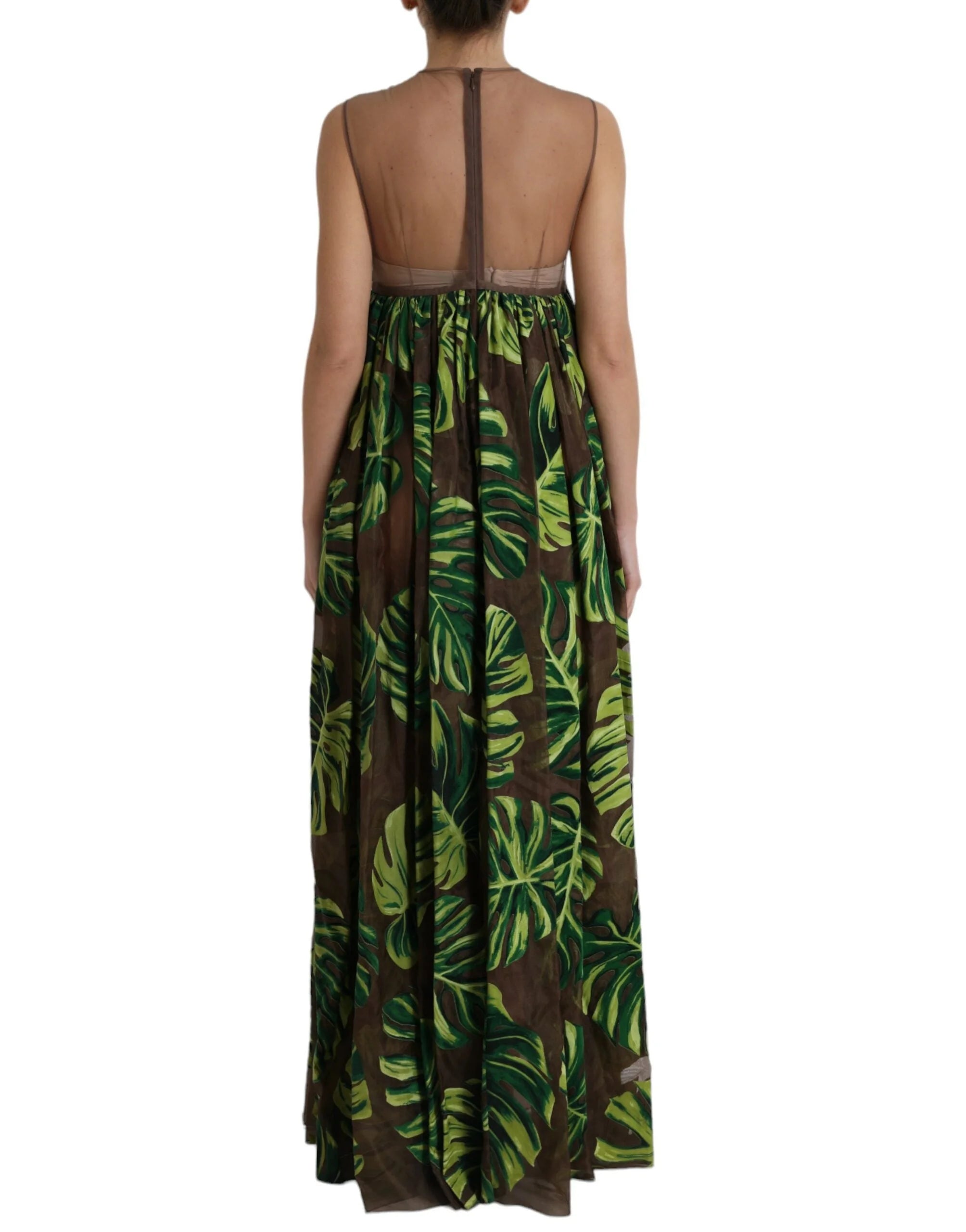 Dolce & Gabbana Green Banana Leaf Sleeveless Long Maxi Dress - IT40|S - Dresses