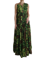 Dolce & Gabbana Green Banana Leaf Sleeveless Long Maxi Dress - IT40|S - Dresses