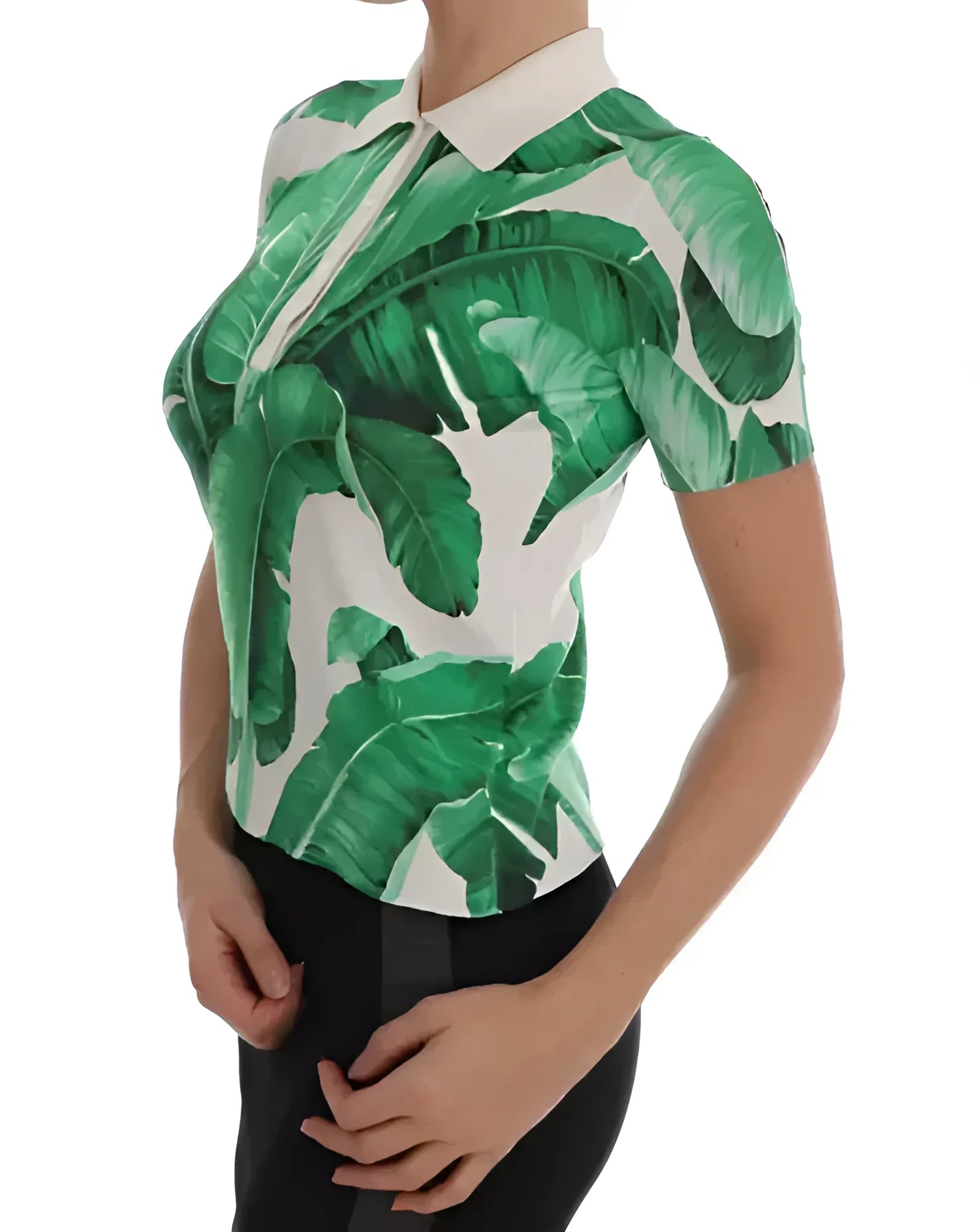 Dolce & Gabbana Green Banana Print Silk Polo T-shirt - IT38 | S - Polos