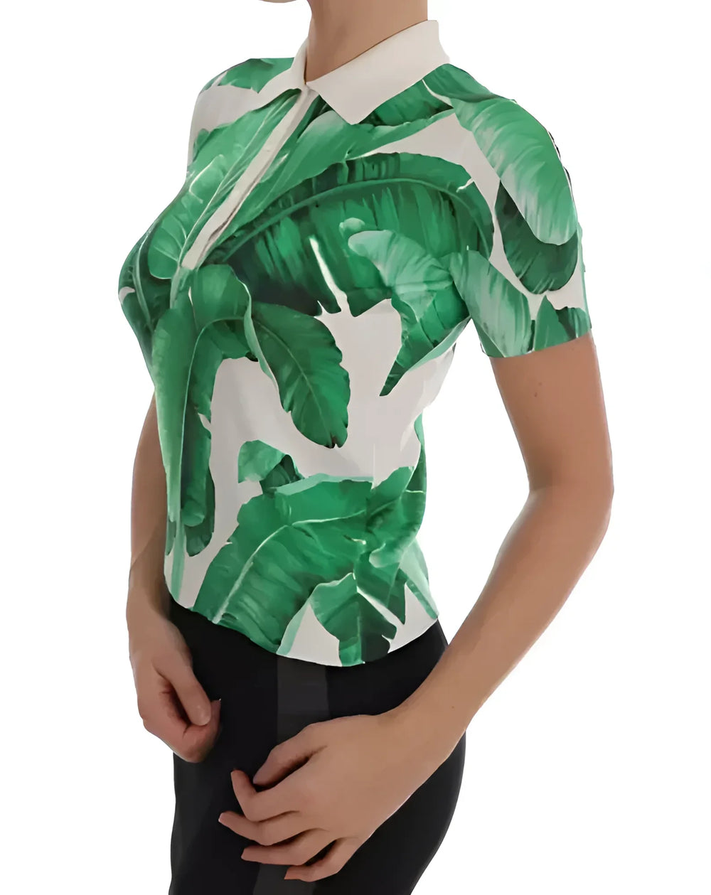Dolce & Gabbana Green Banana Print Silk Polo T-shirt - IT38 | S - Polos