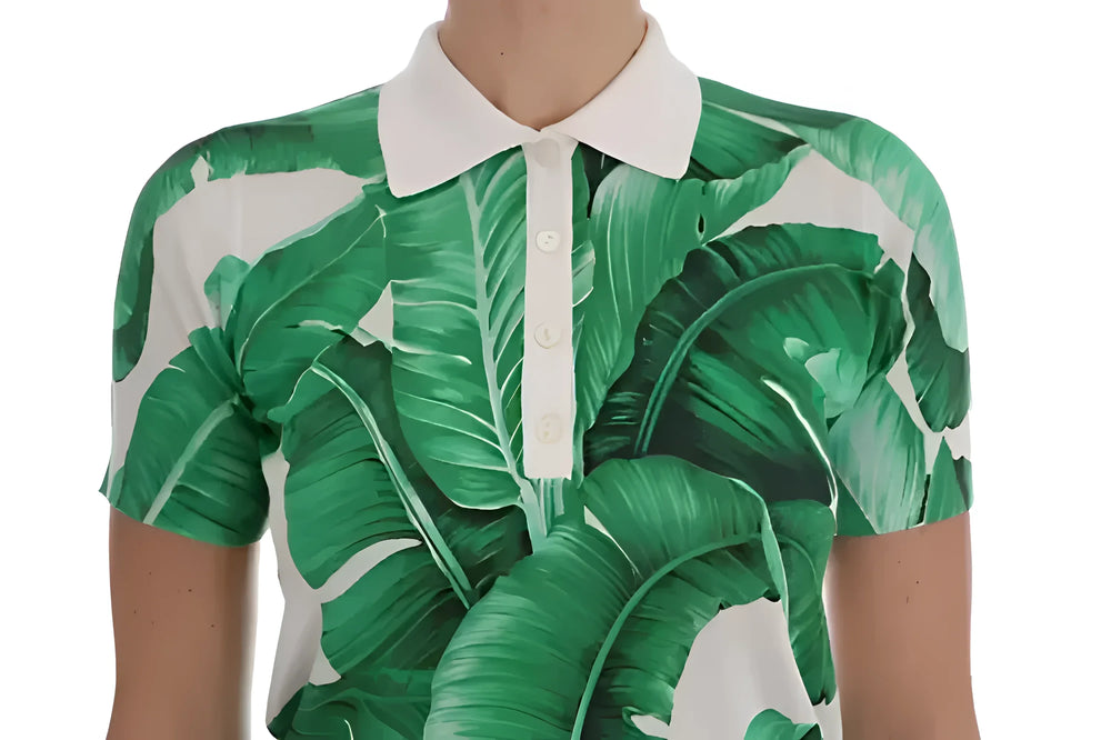 Dolce & Gabbana Green Banana Print Silk Polo T-shirt - IT38 | S - Polos