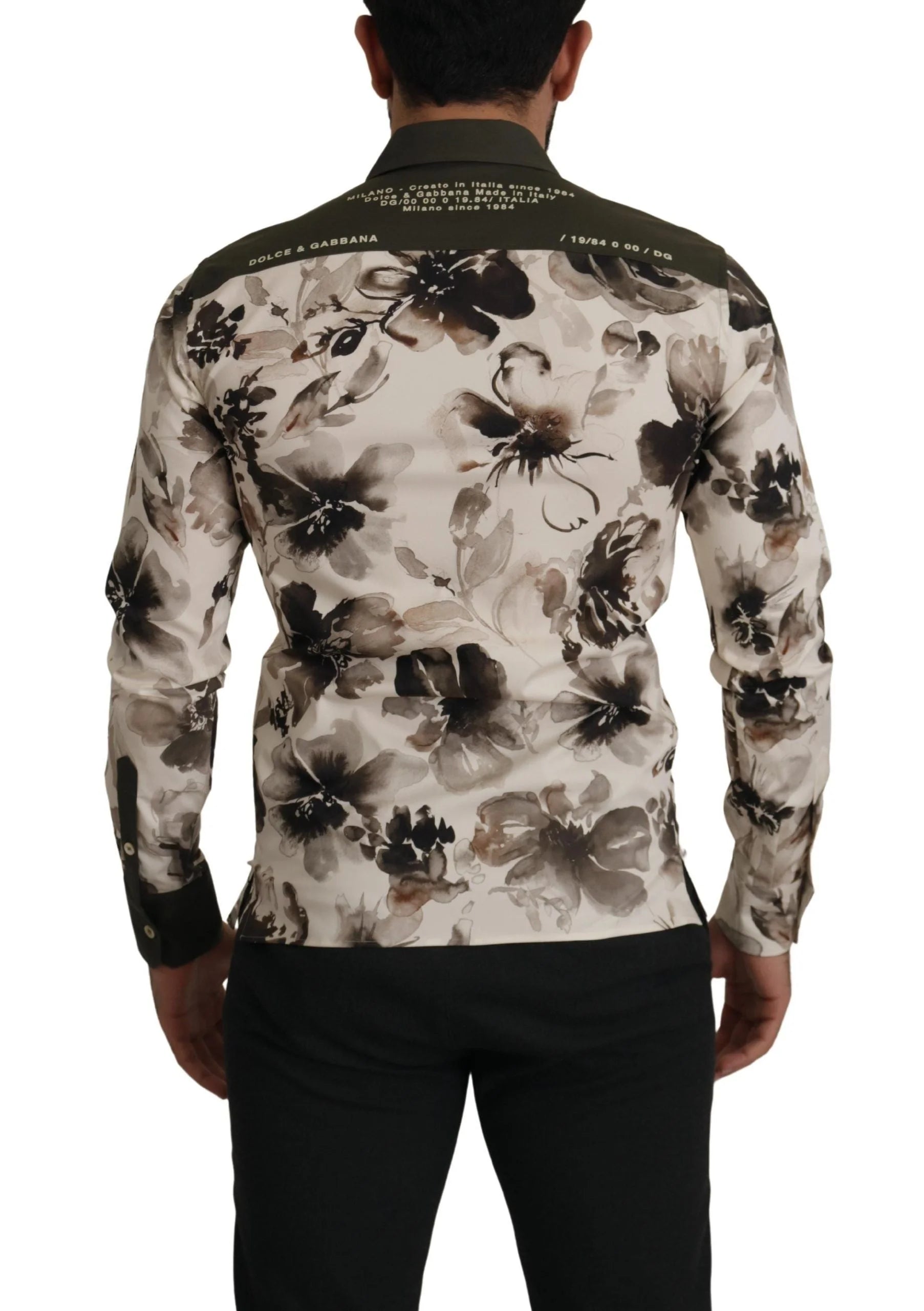 Dolce & Gabbana Green Beige Floral Cotton Stretch Exclusive Shirt - IT38 | XS - Shirts