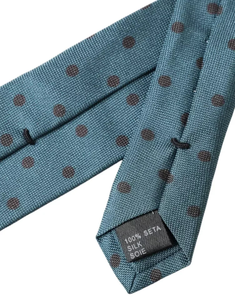Dolce & Gabbana Green Black Polka Dot Silk Adjustable Men Tie - Neckties