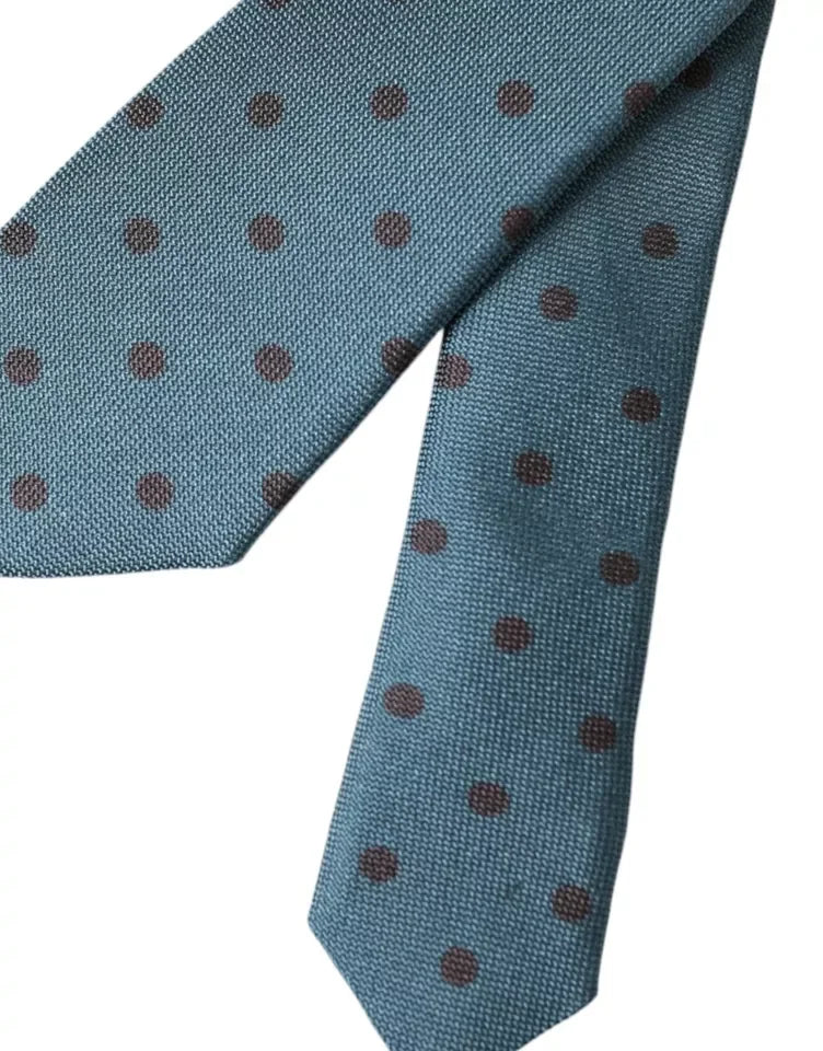 Dolce & Gabbana Green Black Polka Dot Silk Adjustable Men Tie - Neckties