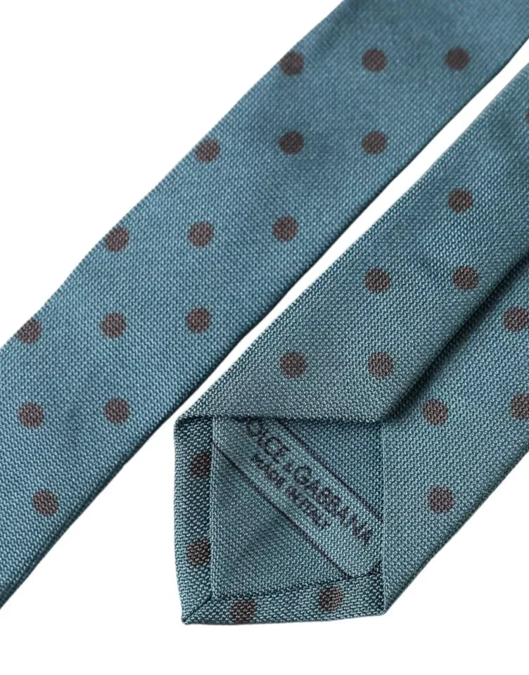Dolce & Gabbana Green Black Polka Dot Silk Adjustable Men Tie - Neckties