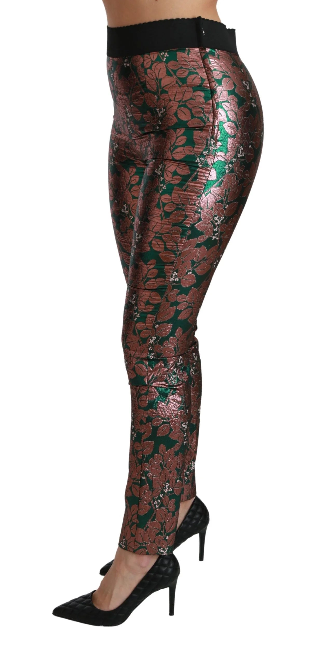 Dolce & Gabbana Green Bronze Leaf Tights Skinny Pants - Leggings