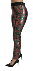 Dolce & Gabbana Green Bronze Leaf Tights Skinny Pants - Leggings