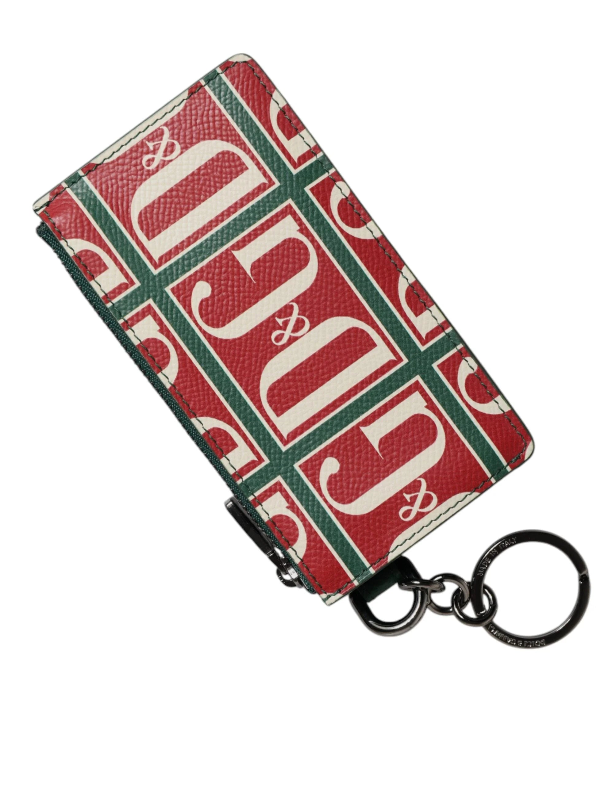 Dolce & Gabbana Green Calf Leather Logo Print Monogram Card Holder Wallet - Card Cases