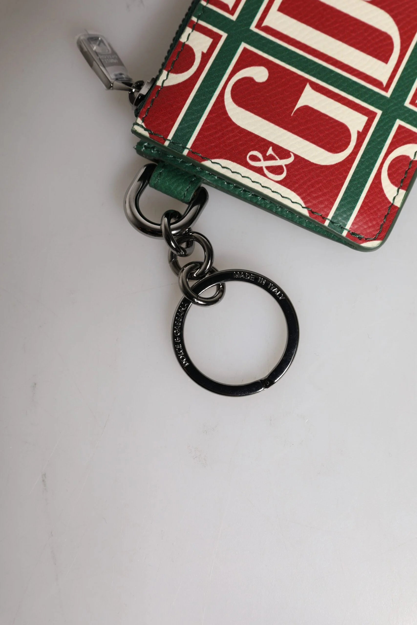 Dolce & Gabbana Green Calf Leather Logo Print Monogram Card Holder Wallet - Card Cases