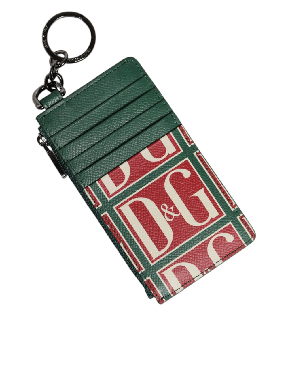 Dolce & Gabbana Green Calf Leather Logo Print Monogram Card Holder Wallet - Card Cases