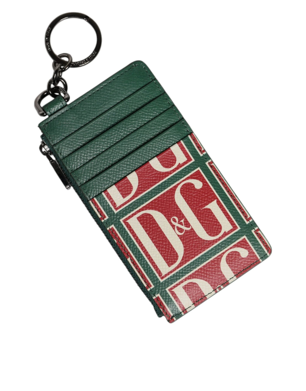 Dolce & Gabbana Green Calf Leather Logo Print Monogram Card Holder Wallet - Card Cases