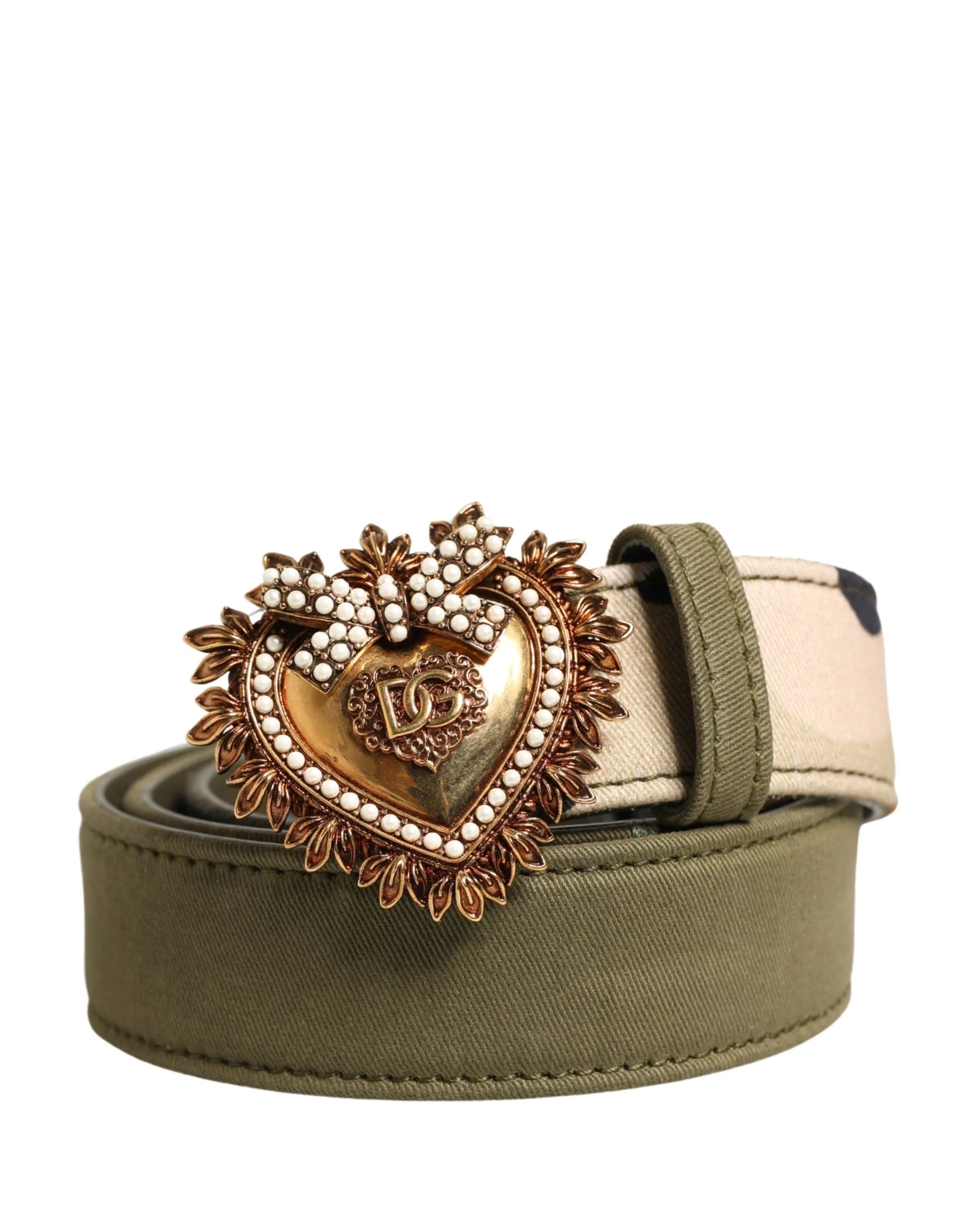 Dolce & Gabbana Green Camouflage Devotion Metal Buckle Belt - 75 cm / 30 Inches