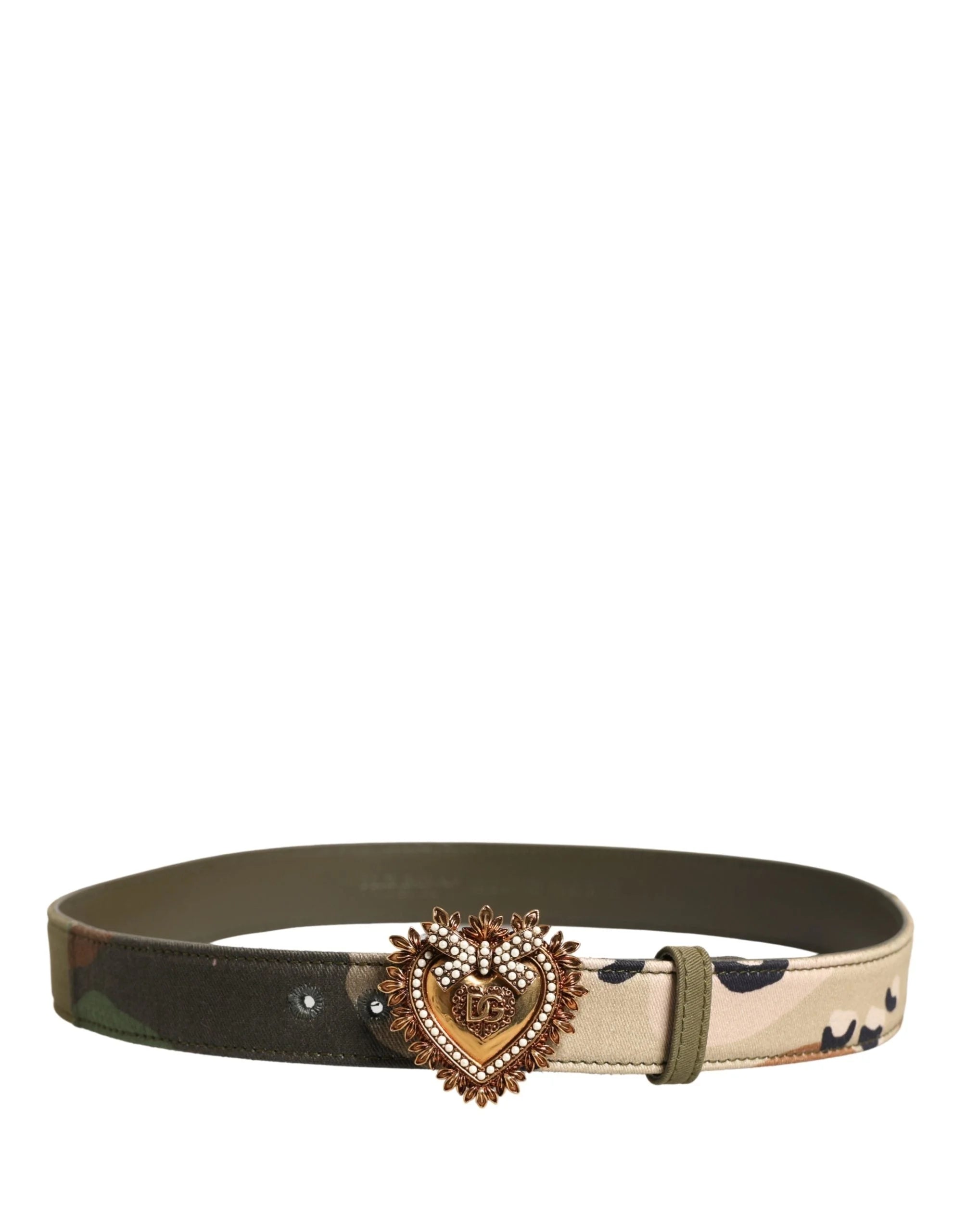 Dolce & Gabbana Green Camouflage Devotion Metal Buckle Belt - 75 cm / 30 Inches