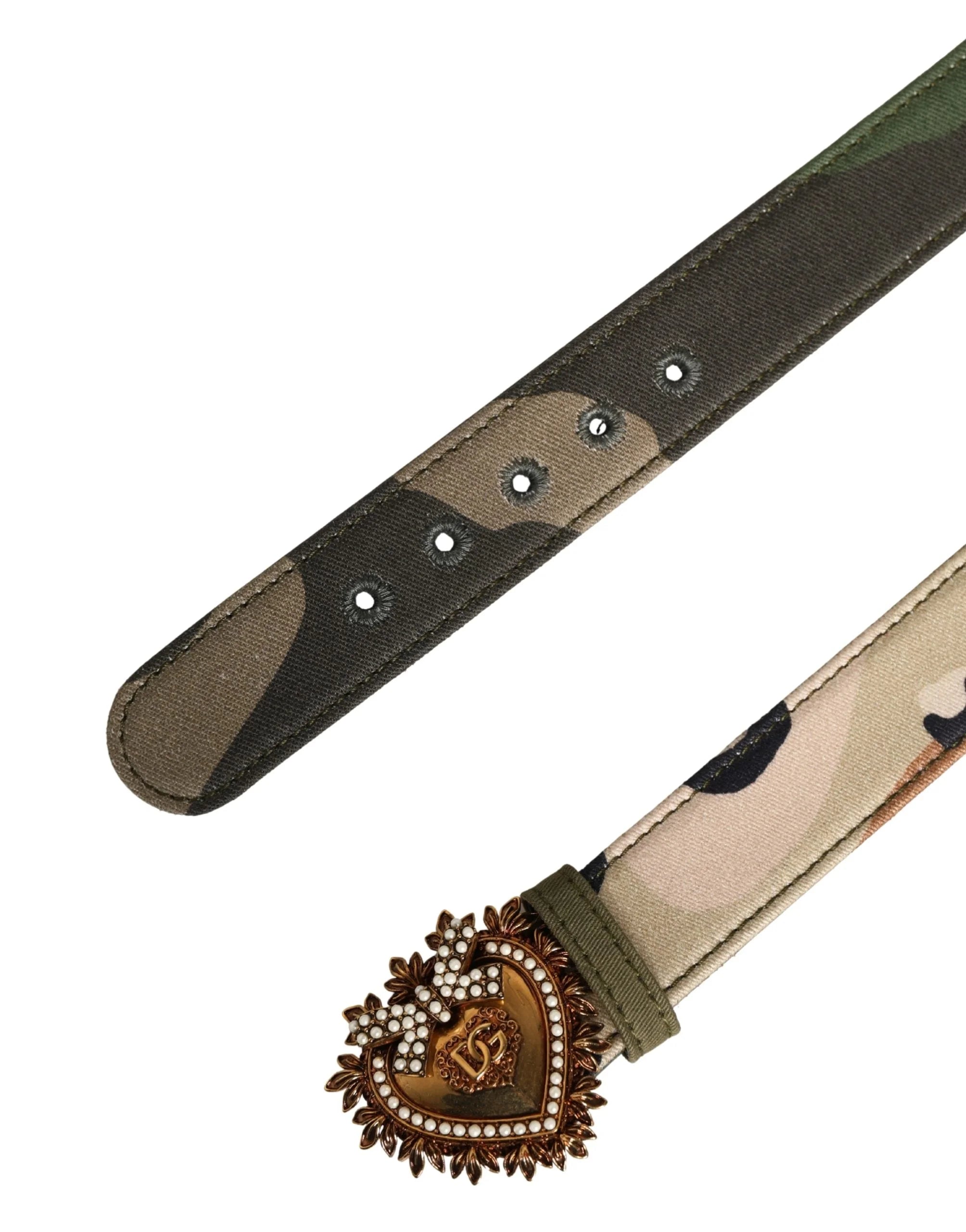 Dolce & Gabbana Green Camouflage Devotion Metal Buckle Belt - 75 cm / 30 Inches