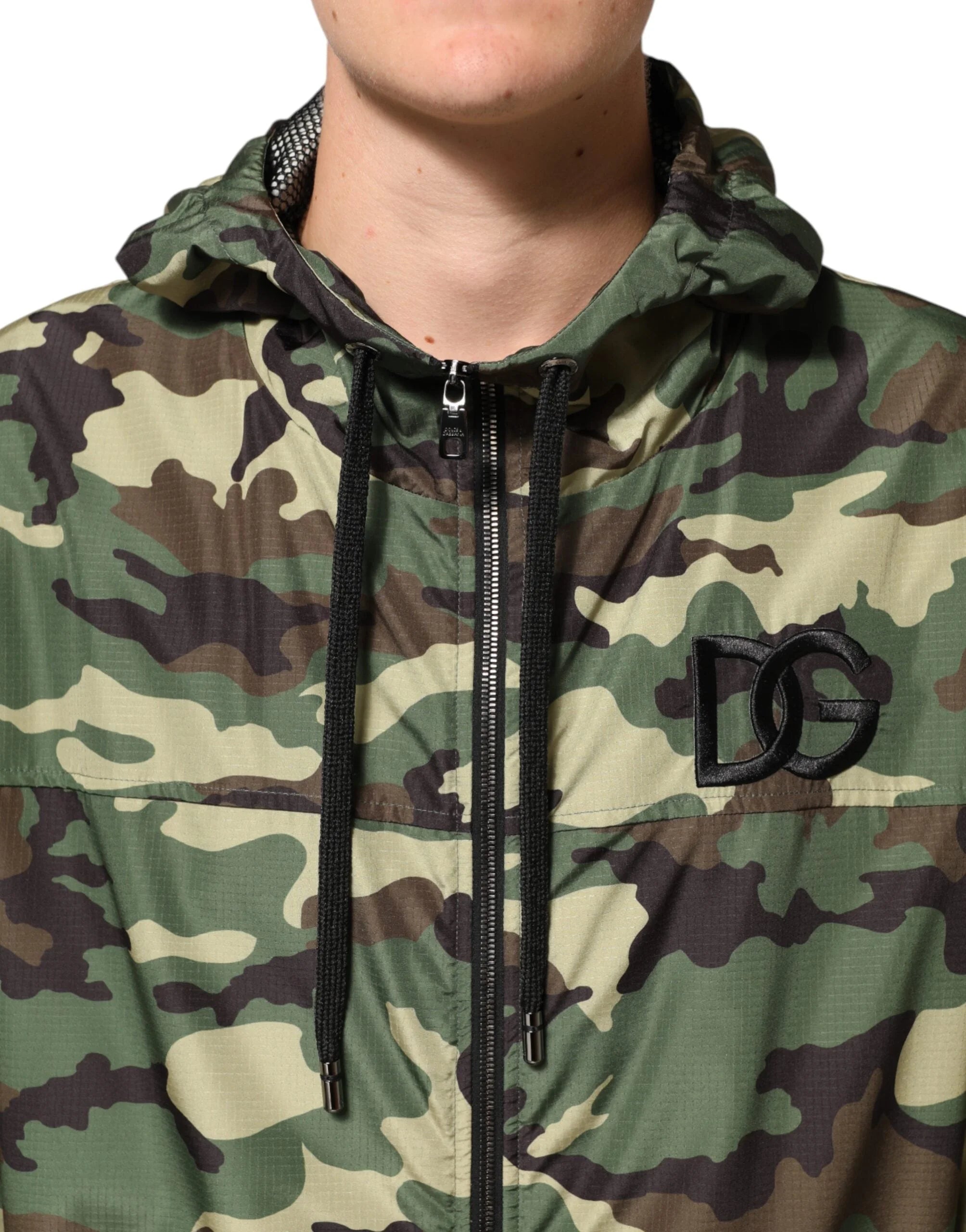 Dolce & Gabbana Green Camouflage Hooded Sweatshirt Jacket - IT52 | XL - Hoodies