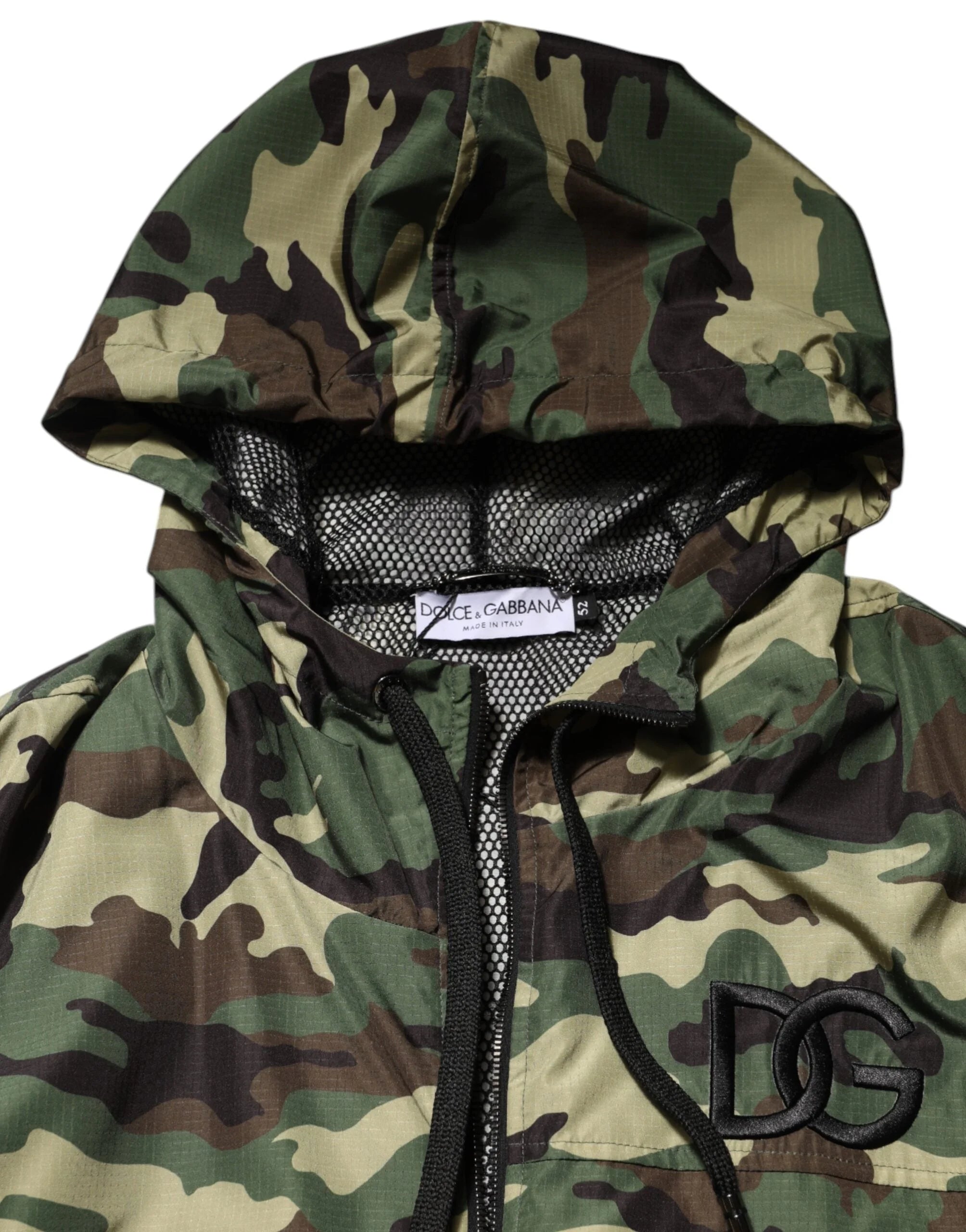 Dolce & Gabbana Green Camouflage Hooded Sweatshirt Jacket - IT52 | XL - Hoodies