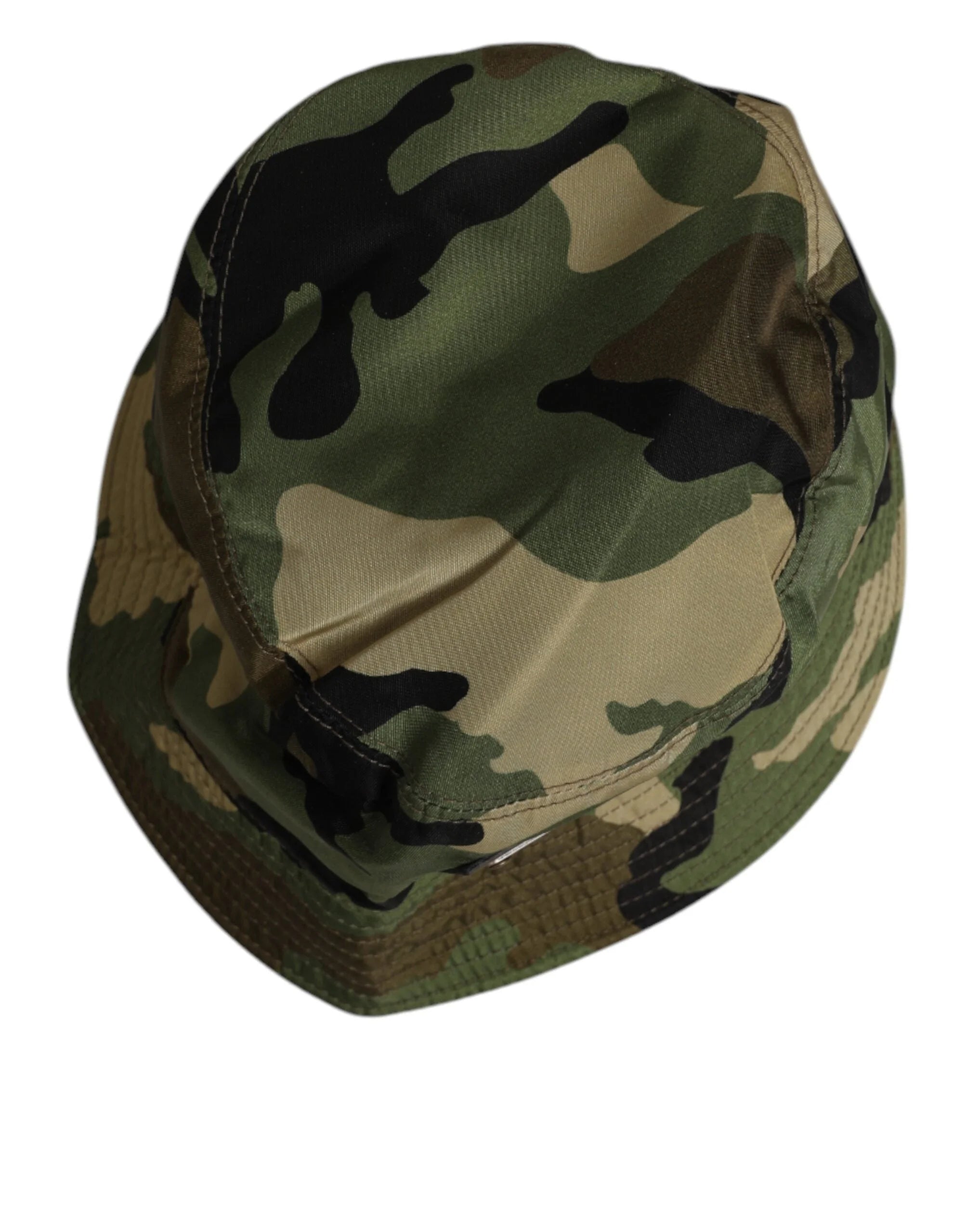 Dolce & Gabbana Green Camouflage Polyamide Logo Bucket Cap Hat - 60 cm|XL - Bucket Hats