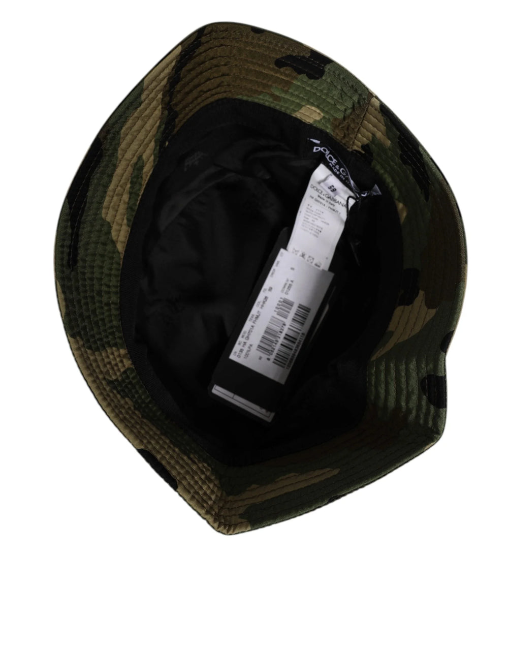 Dolce & Gabbana Green Camouflage Polyamide Logo Bucket Cap Hat - 60 cm|XL - Bucket Hats