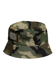 Dolce & Gabbana Green Camouflage Polyamide Logo Bucket Cap Hat - 60 cm|XL - Bucket Hats