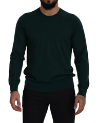 Dolce & Gabbana Green Cashmere Crewneck Pullover Sweater - Sweaters