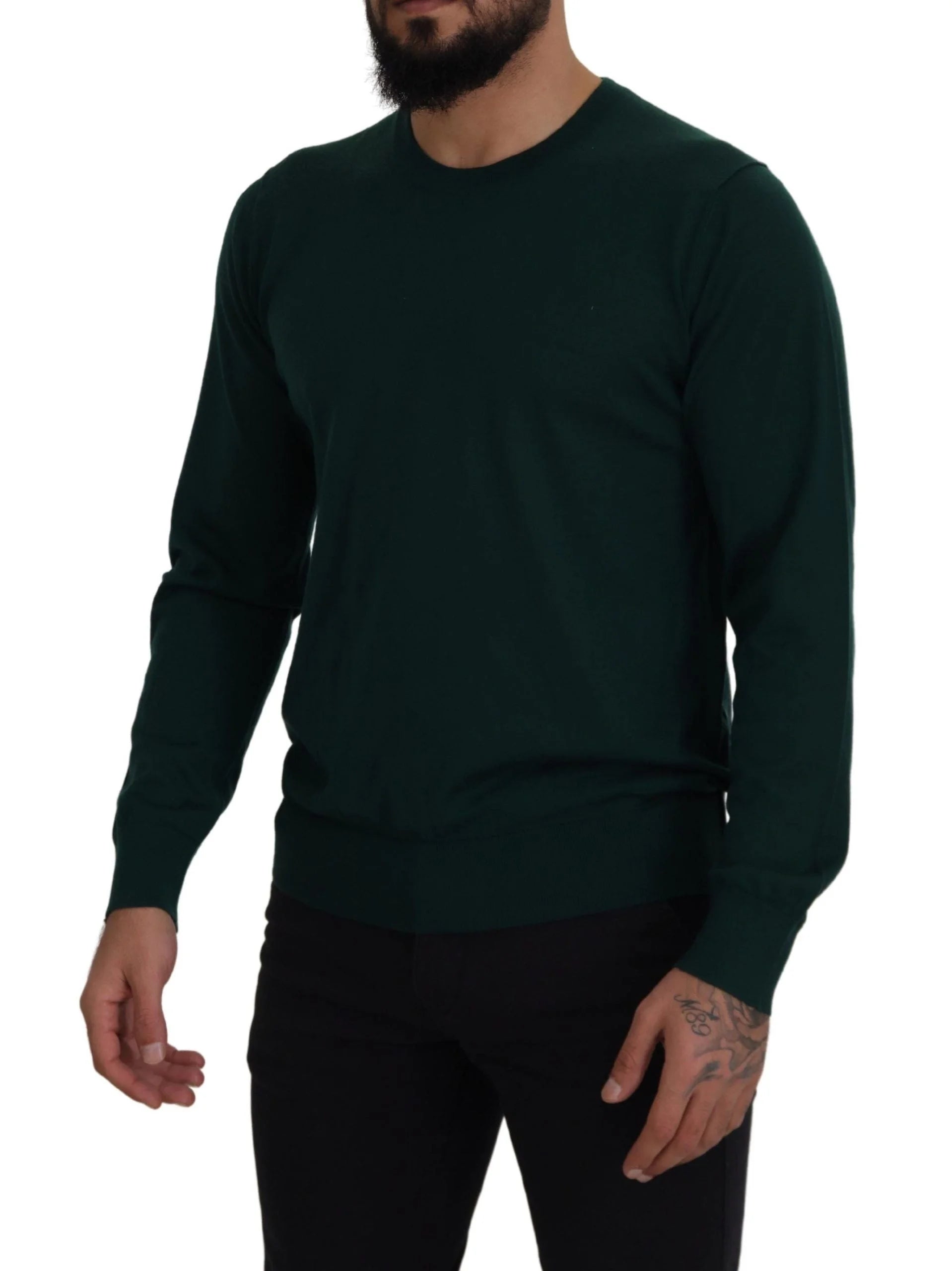 Dolce & Gabbana Green Cashmere Crewneck Pullover Sweater - Sweaters