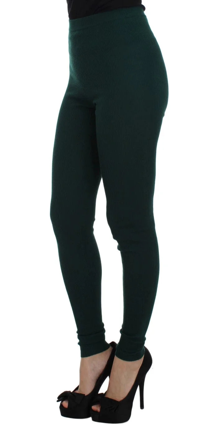 Dolce & Gabbana Green Cashmere Stretch Tights Pants - IT40|S - Tights