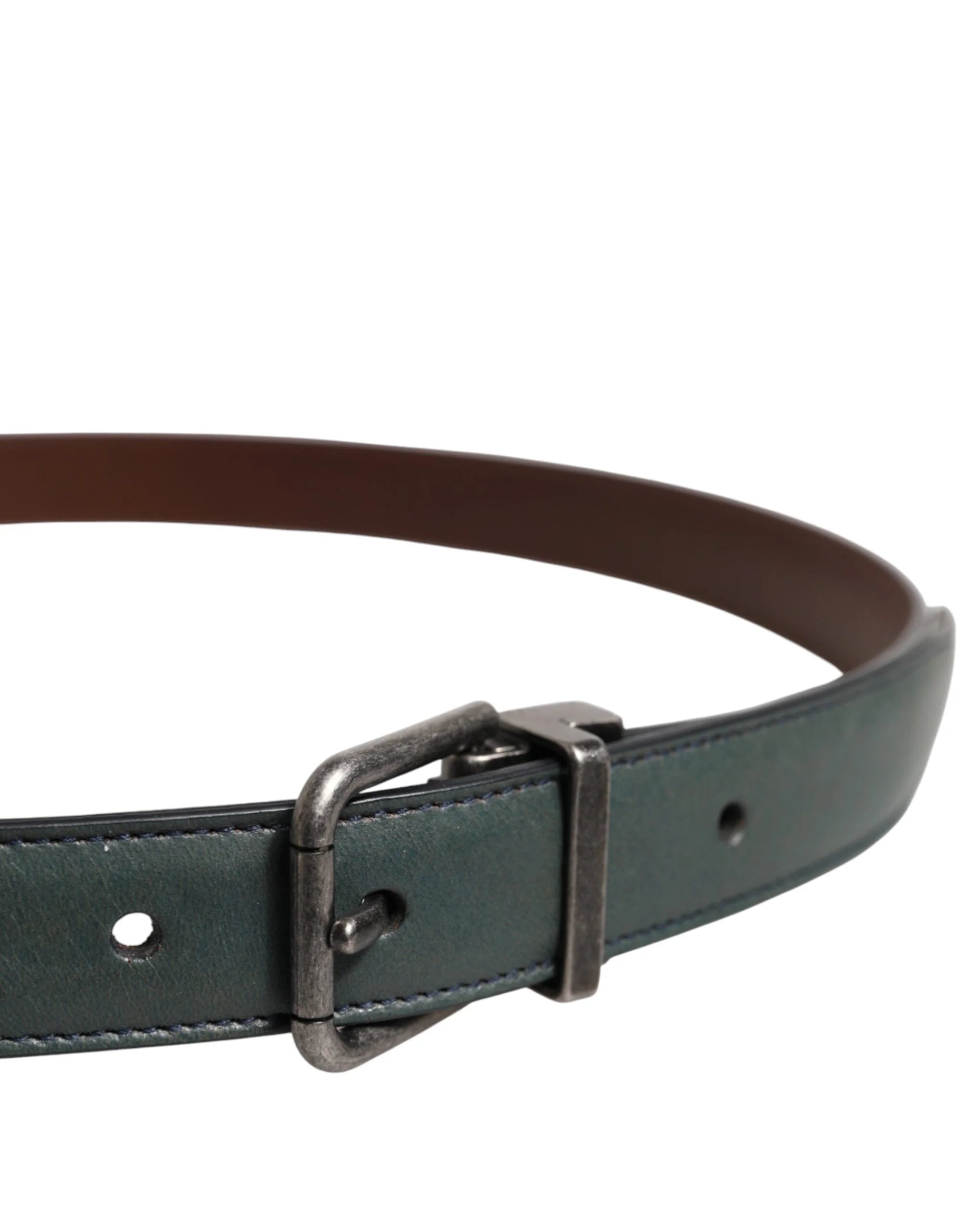 Dolce & Gabbana Green Classic Leather Metal Buckle Belt - 95 cm / 38 Inches - Belts