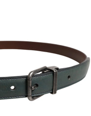 Dolce & Gabbana Green Classic Leather Metal Buckle Belt - 95 cm / 38 Inches - Belts