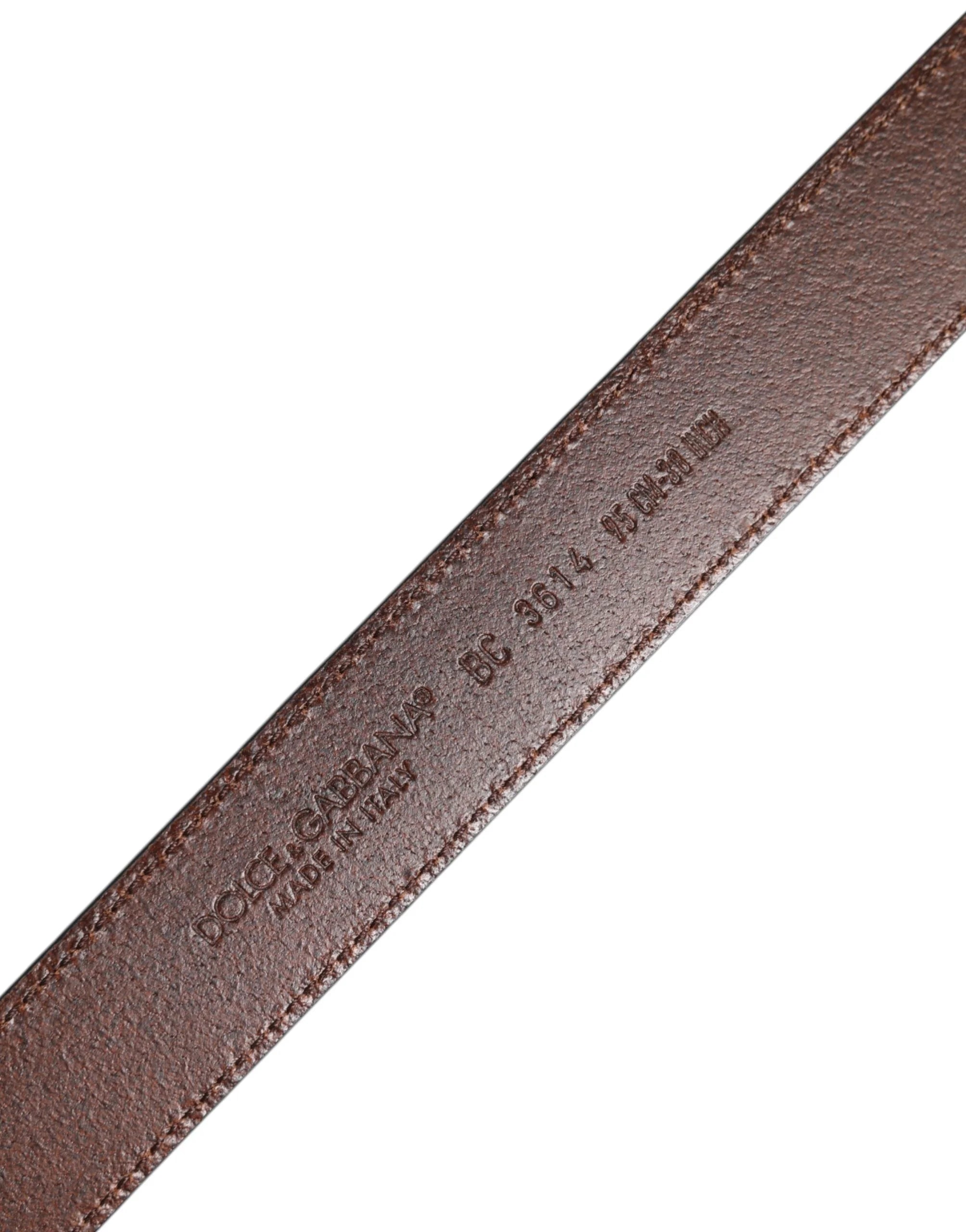 Dolce & Gabbana Green Classic Leather Metal Buckle Belt - 95 cm / 38 Inches - Belts