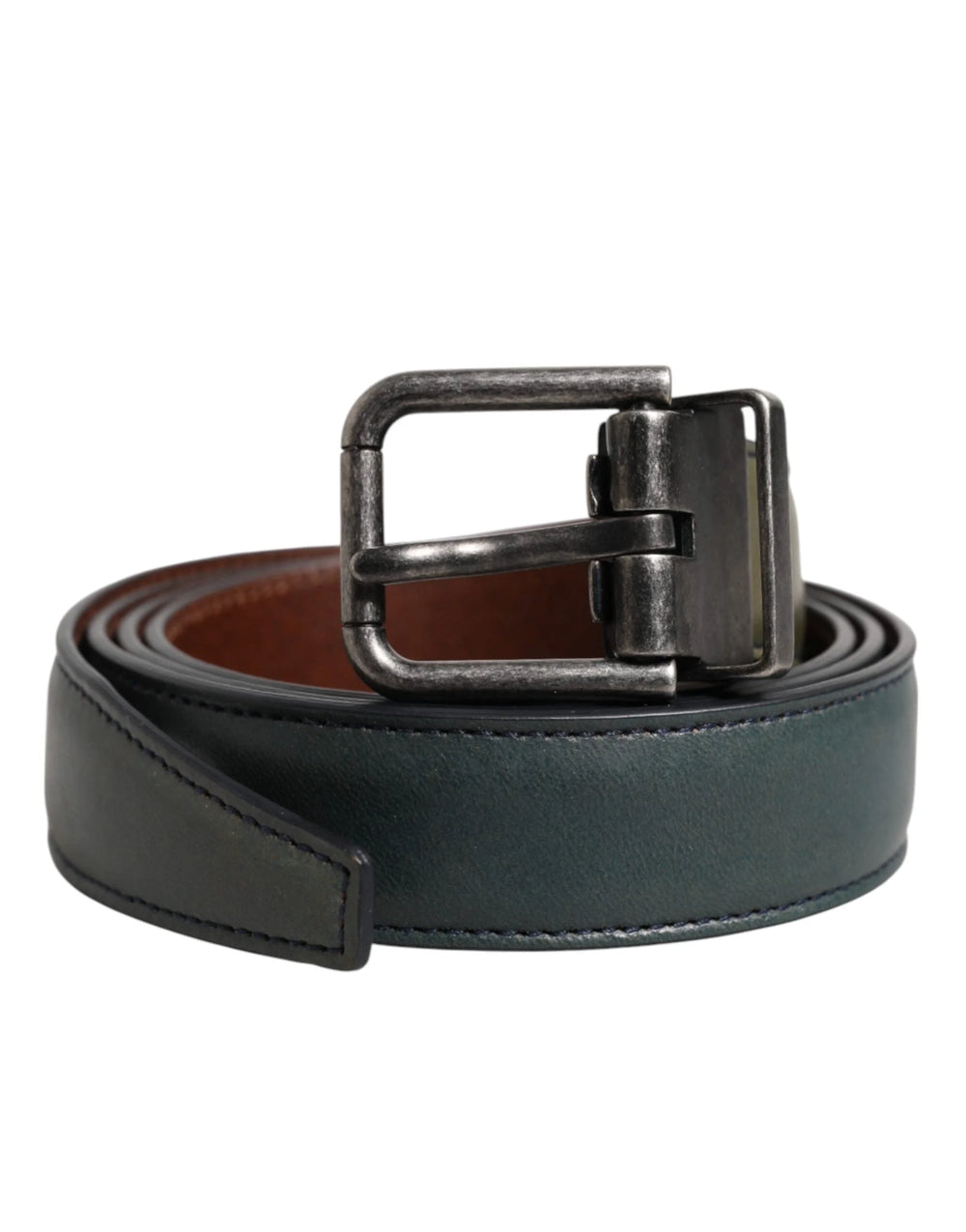 Dolce & Gabbana Green Classic Leather Metal Buckle Belt - 95 cm / 38 Inches - Belts