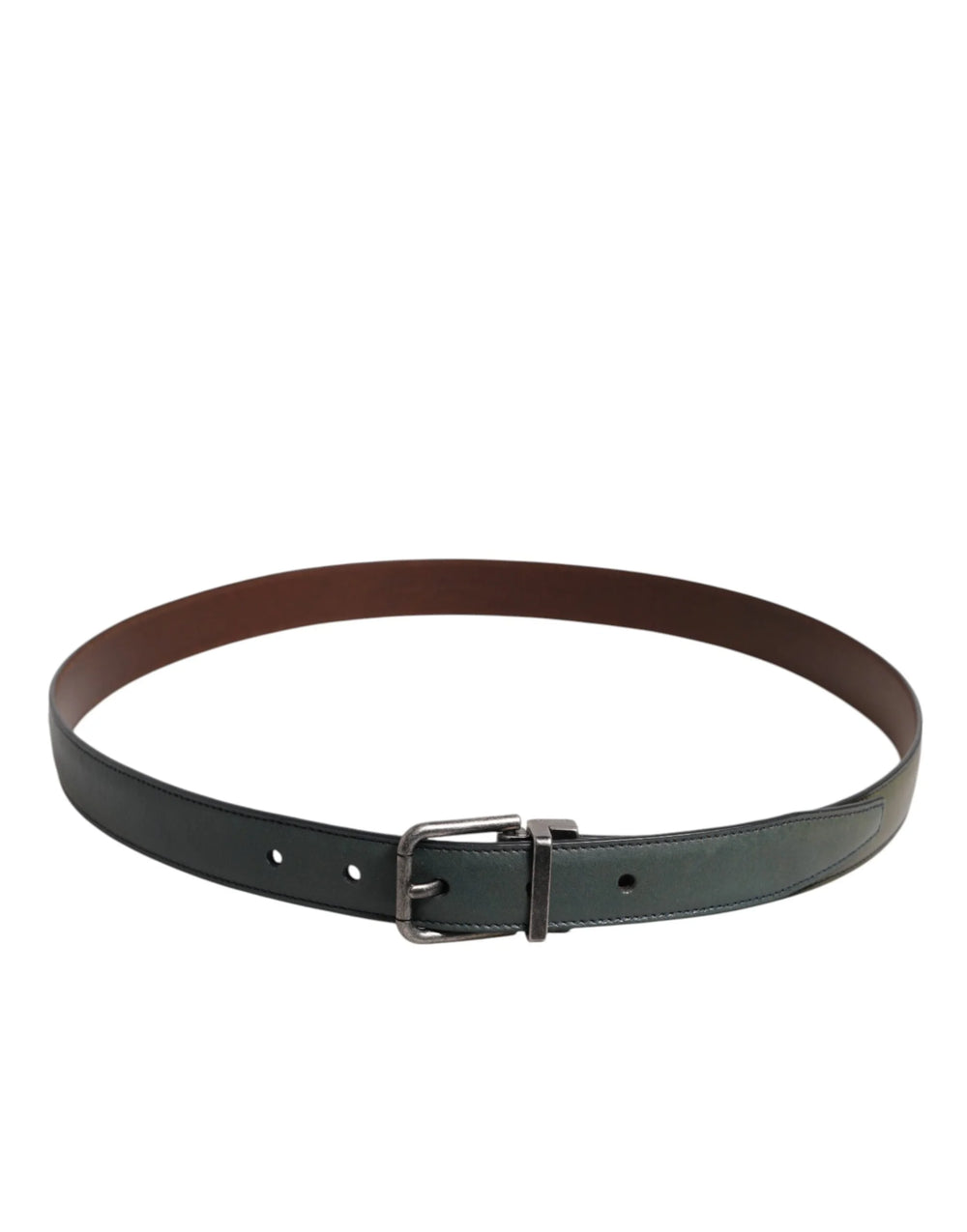 Dolce & Gabbana Green Classic Leather Metal Buckle Belt - 95 cm / 38 Inches - Belts