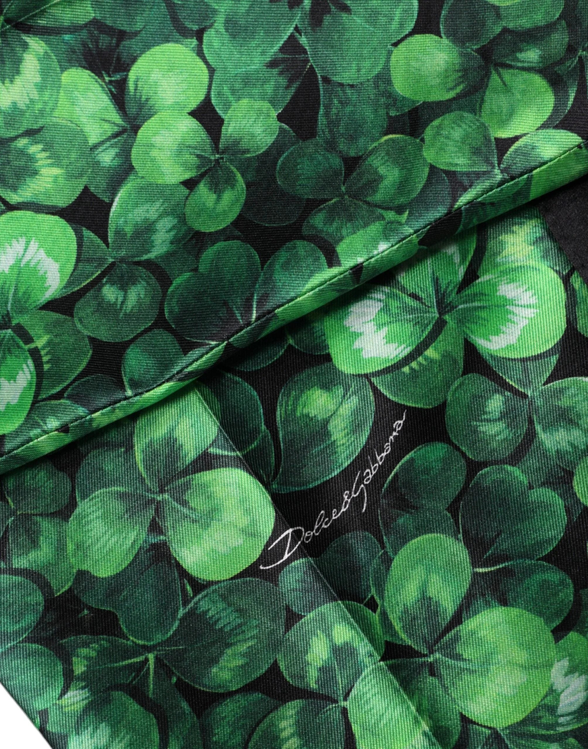 Dolce & Gabbana Green Clover Silk Satin High Waist Tapered Pants - IT44 | L - Trousers