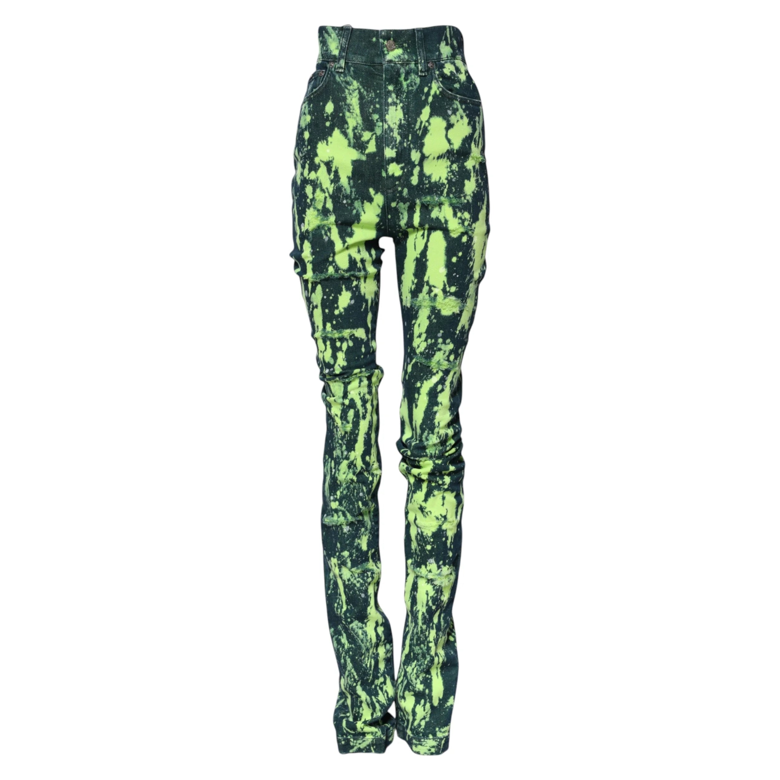 Dolce & Gabbana Green Color Splash High Waist Denim Jeans - IT40|S - Jeans