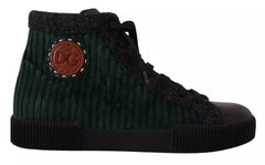 Dolce & Gabbana Green Corduroy High Tops Sneakers Mens Casual Shoes - EU42/US9 - Sneakers