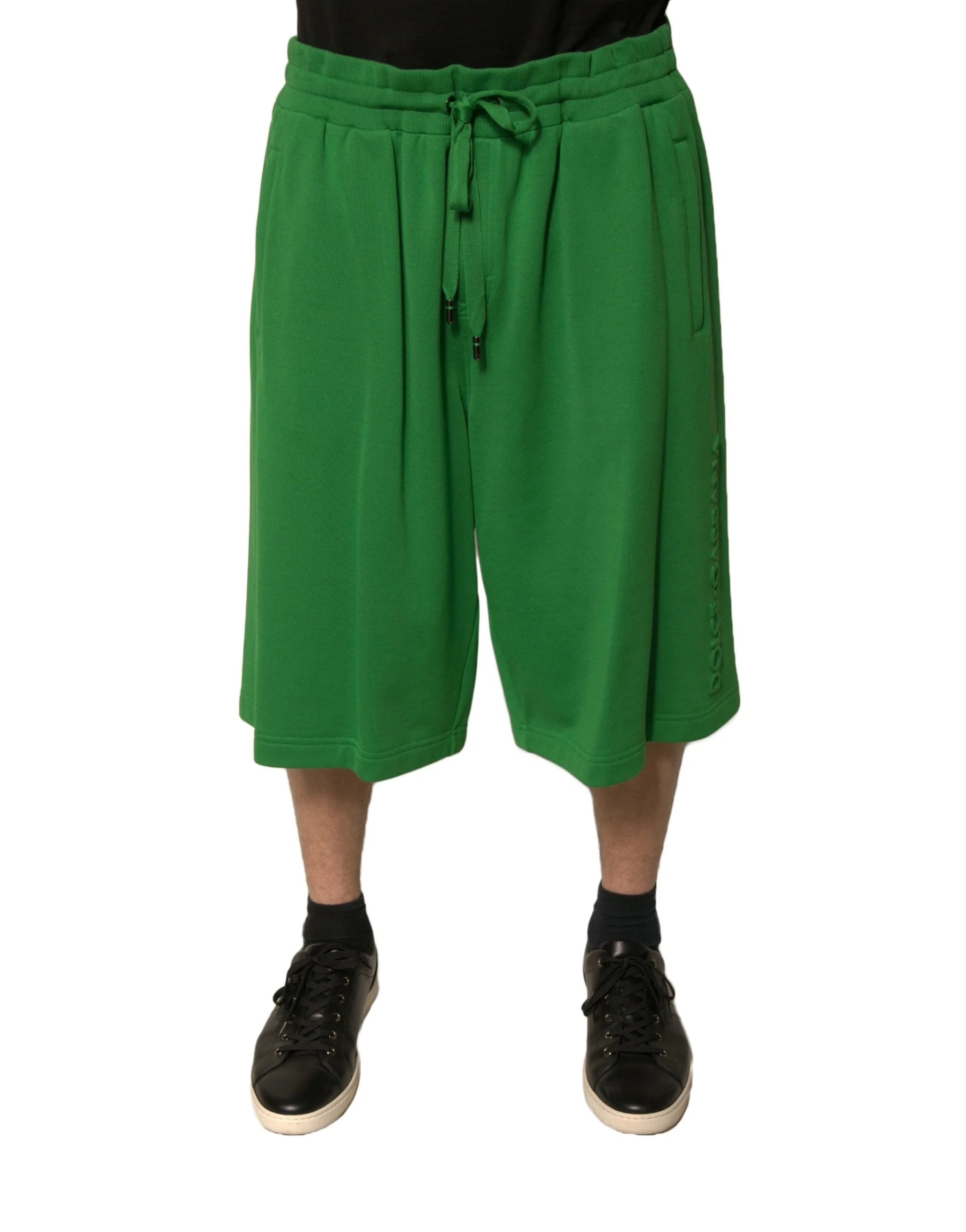 Dolce & Gabbana Green Cotton Blend Men Bermuda Shorts - IT60 | 3XL - Bermudas