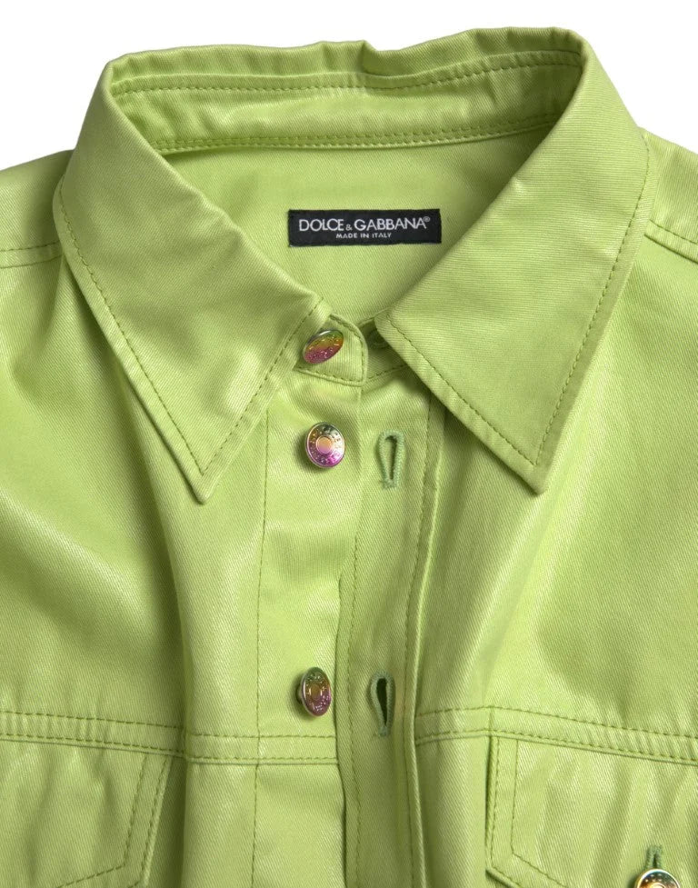 Dolce & Gabbana Green Cotton Collared Button Down Shirt - IT41 | L - Shirts