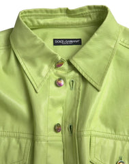 Dolce & Gabbana Green Cotton Collared Button Down Shirt - IT41 | L - Shirts