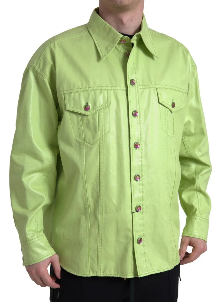 Dolce & Gabbana Green Cotton Collared Button Down Shirt - IT41 | L - Shirts