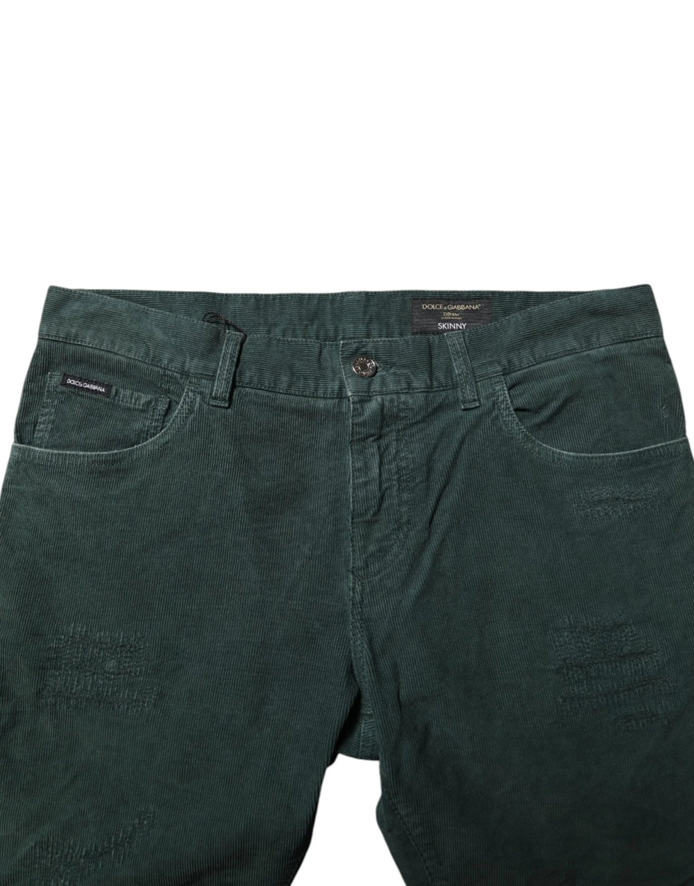 Dolce & Gabbana Green Cotton Corduroy Skinny Pants - IT50 | L - Trousers