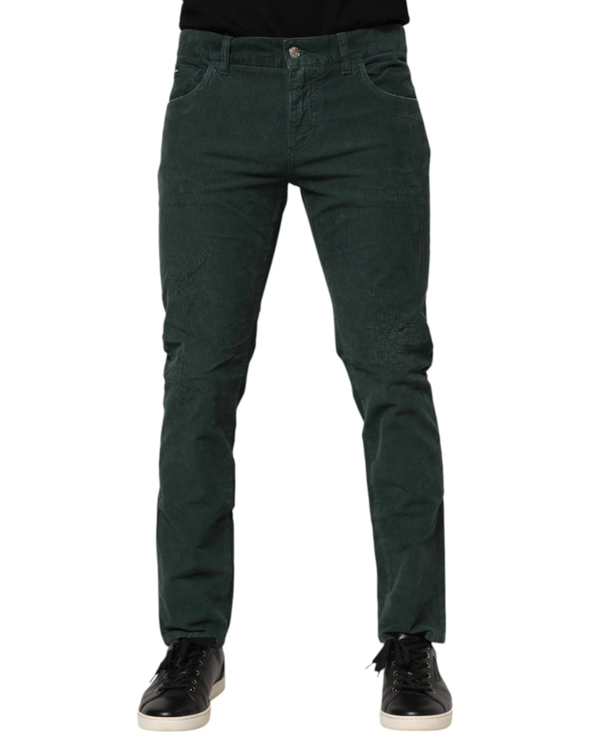 Dolce & Gabbana Green Cotton Corduroy Skinny Pants - IT50 | L - Trousers