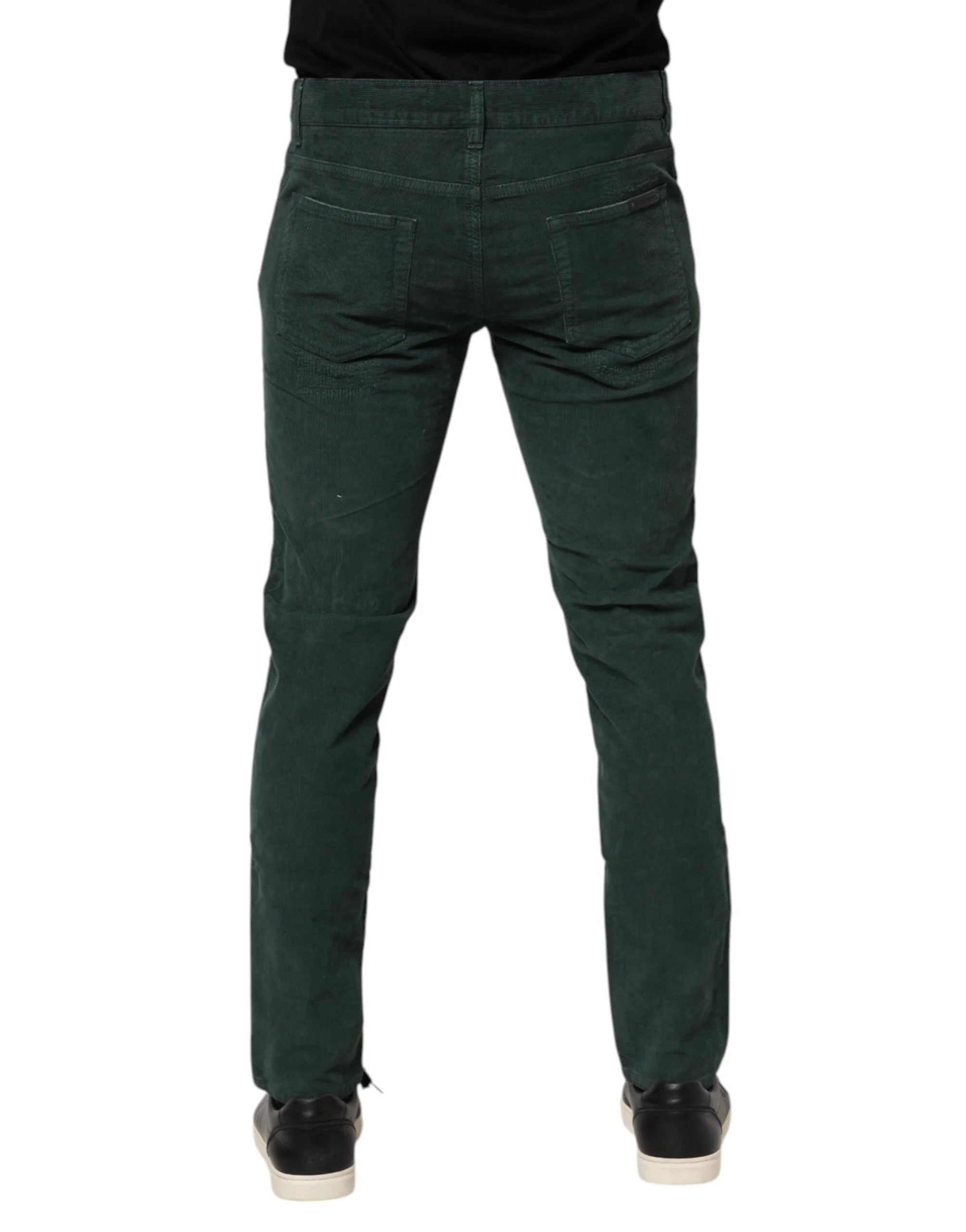 Dolce & Gabbana Green Cotton Corduroy Skinny Pants - IT50 | L - Trousers