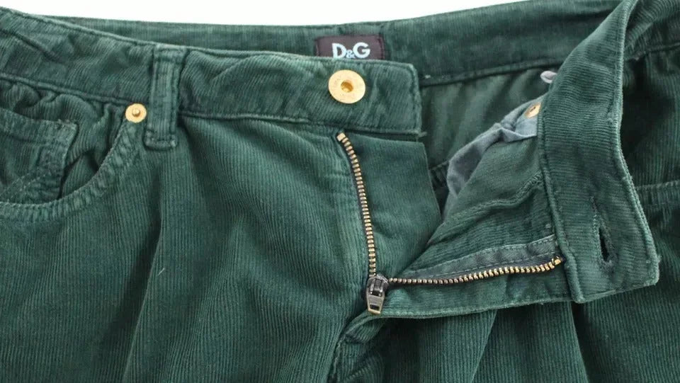 Dolce & Gabbana Green Cotton Corduroys SLIMMY Fit D&G Pants - W24 - Jeans