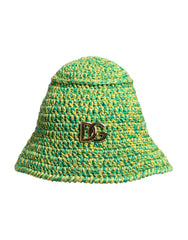 Dolce & Gabbana Green Cotton Crochet DG Logo Bucket Hat - 58 cm|M