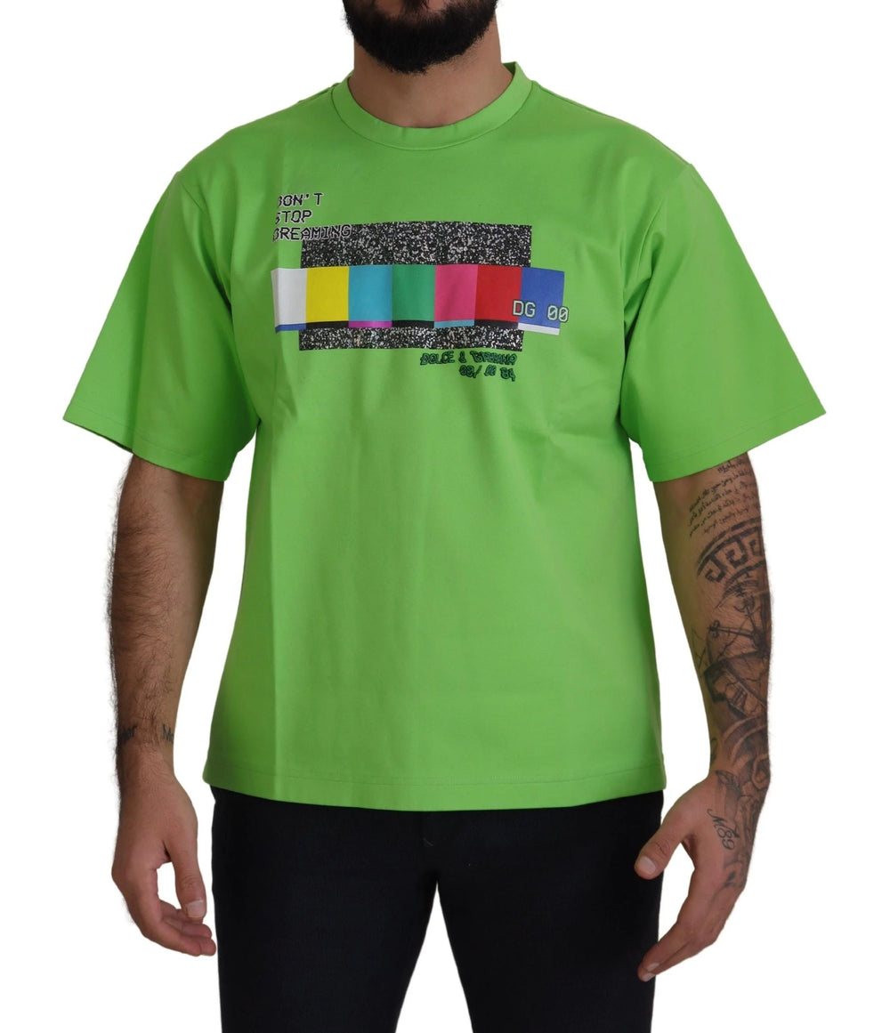Dolce & Gabbana Green Cotton DG CHANNEL Top T-shirt - IT48 | M - T-Shirts