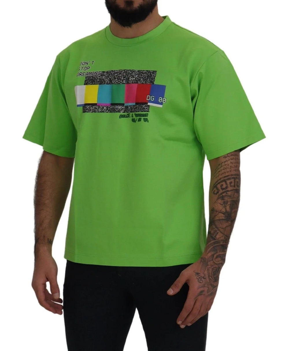 Dolce & Gabbana Green Cotton DG CHANNEL Top T-shirt - IT48 | M - T-Shirts